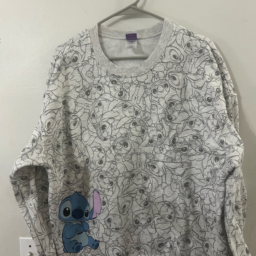 Stitch Graphic Sweatshirt - Grey with Blue Detail